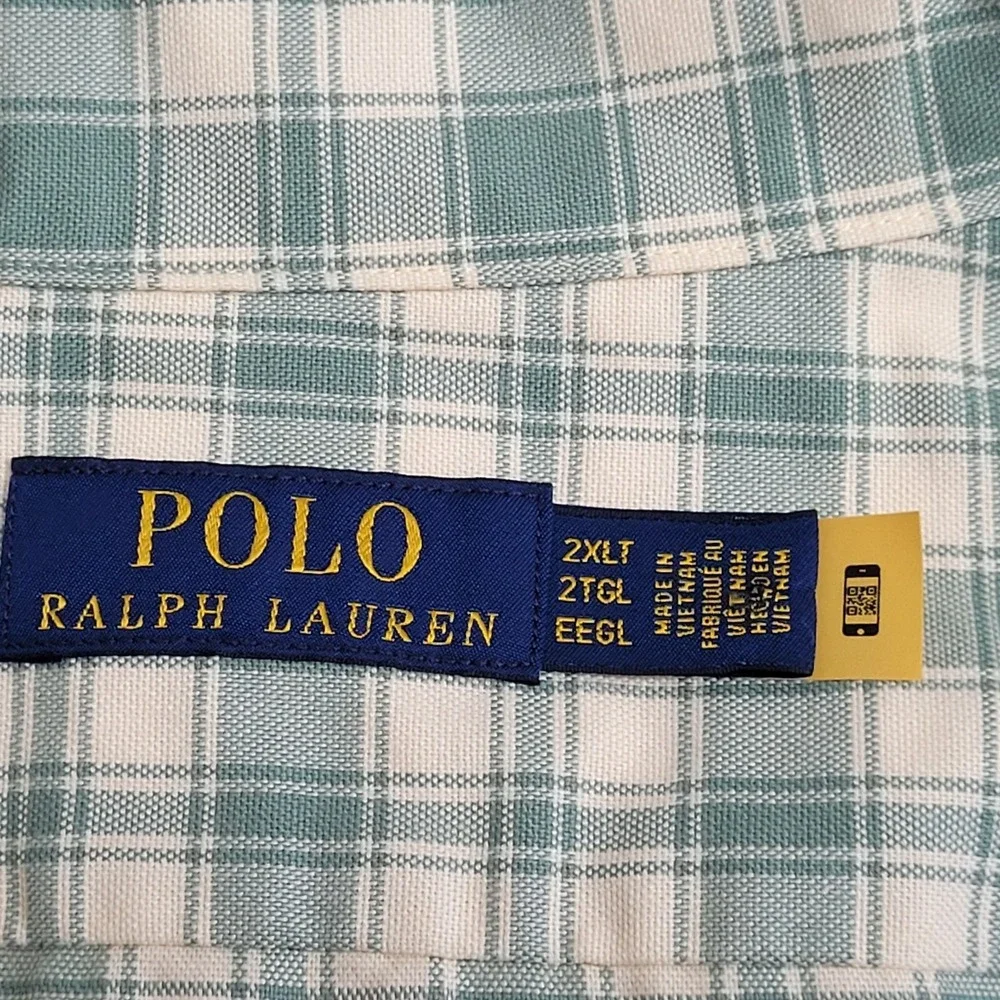 Polo Ralph Lauren Shirt Mens 2XLTUtility Oxford Gingham Short Sleeve Pony Preppy
